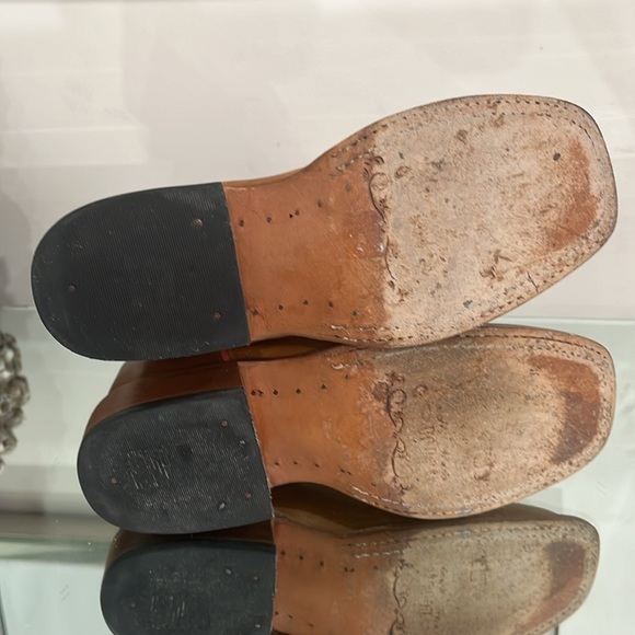 Macie Bean Western Boots Leather Blue  Polkadot Pink Tan 5 - Picture 14 of 16